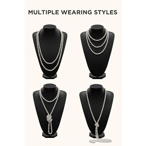 🤍✨ 6PCS 1920s White Accessories Flapper Great Gatsby Retro Costume Set NEW - Picture 10 of 14